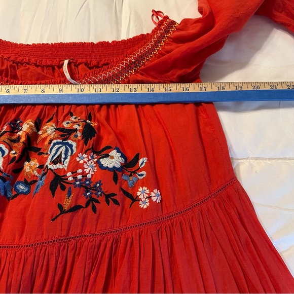 FREE PEOPLE SUNBEAMS EMBROIDERED BOHO MINI DRESS SIZE Medium (B3 - Picture 8 of 11